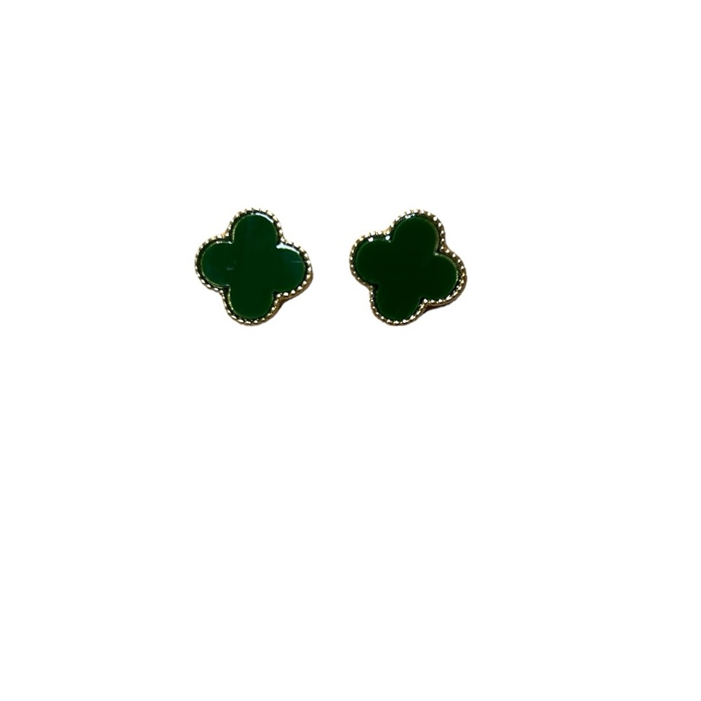 💖5/$10💖 Chic Clover-Shaped Earrings in Deep Green